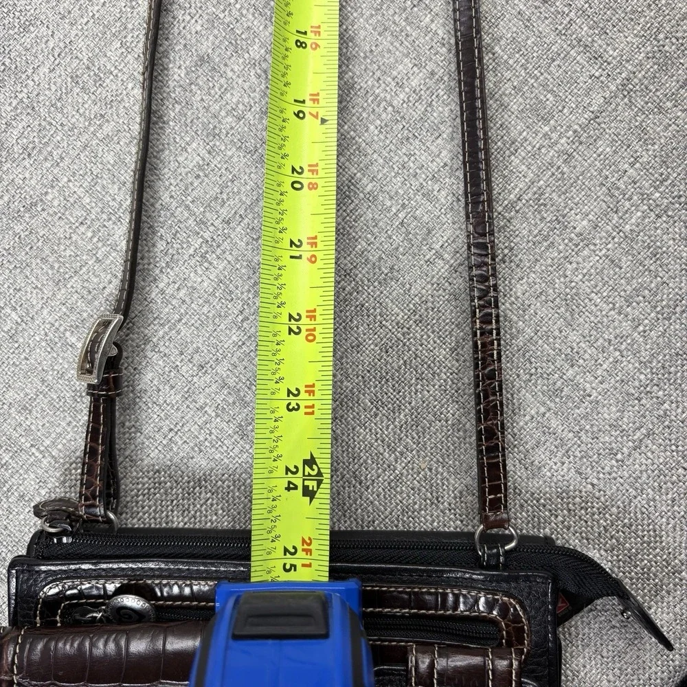 Brighton Black Brown Leather Crossbody Organizer Bag Heart Hardware Mini‎ Purse